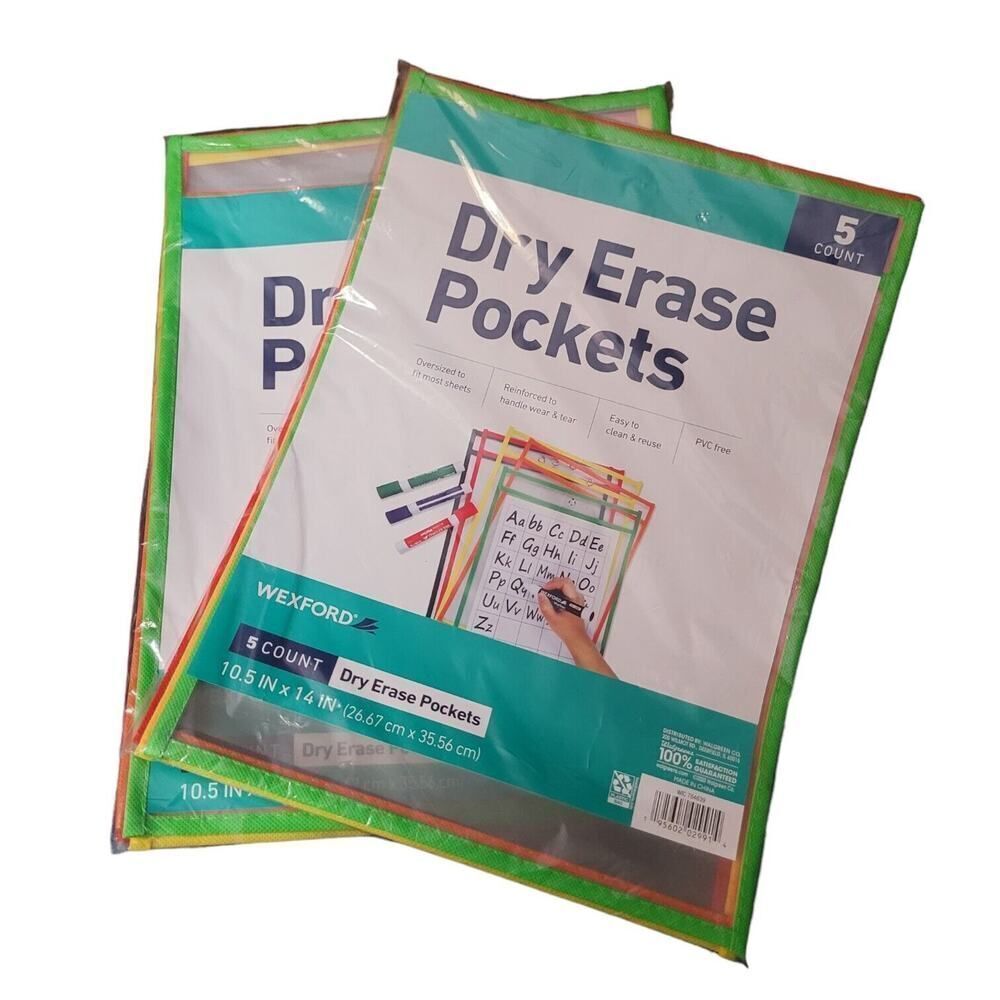 Wexford Dry Erase Pocket Sleeve 10x14 Oversized Reinforced Teacher Aid 10 Total
